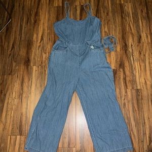 Denim Jumpsuit, Wide-Legged